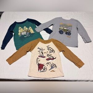 Kids Dinosaur and Truck Themed Long Sleeve Shirts (thermal material)